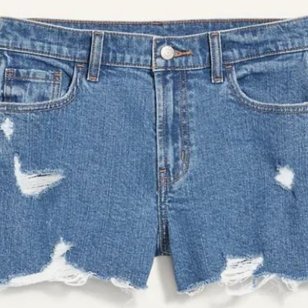 New Old Navy Mid-Rise Ripped Cut-Off Boyfriend Jean Shorts for Women Size 2 - Picture 4 of 8